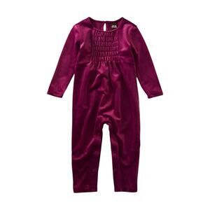 🆕 Tea Collection NWT Baby Girls Cosmic Berry Velour Romper. 18-24 Months.